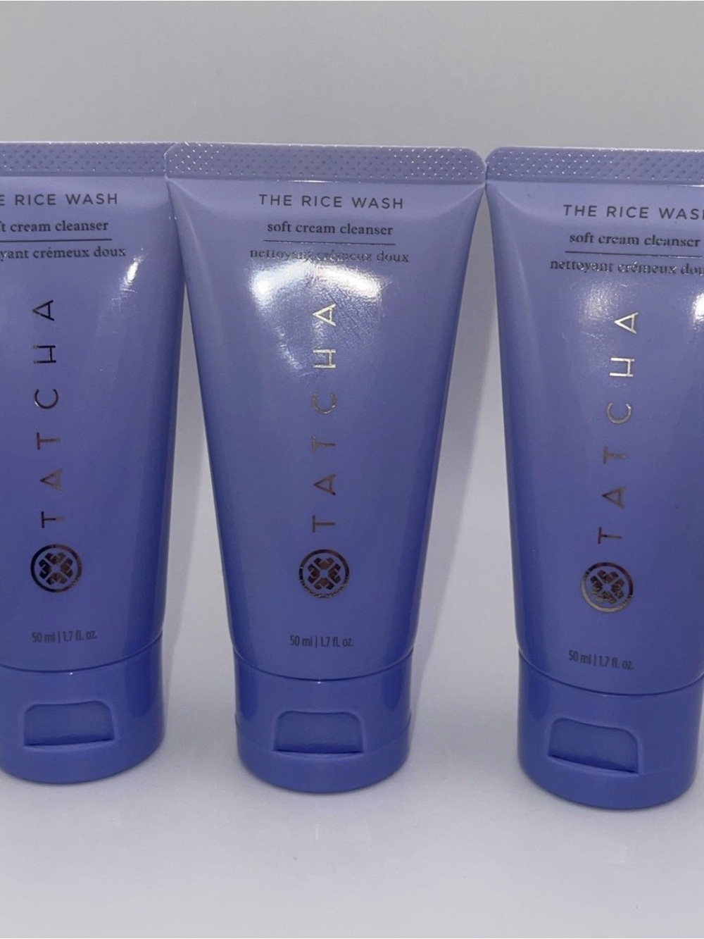 3 Tatcha The Rice Wash Soft Cream Cleanser - Lavender Tube 1.7 Oz each